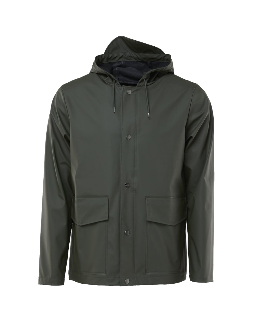 RAINS - Short Hooded Coat Green