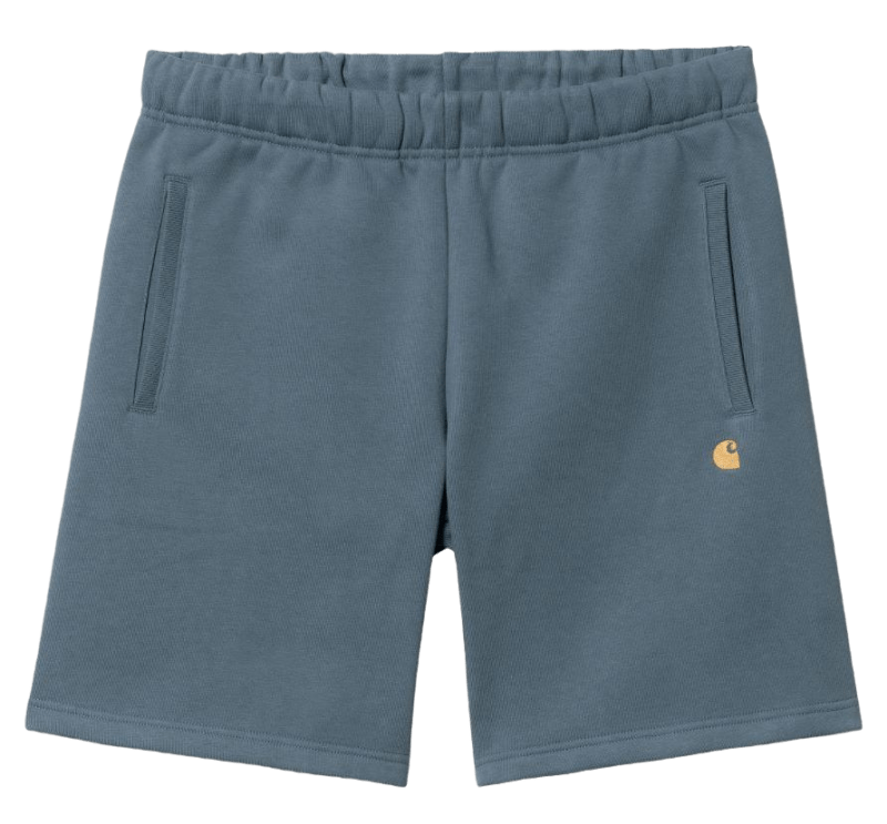 CARHARTT - Chase Sweat Short, Storm blue/ Gold
