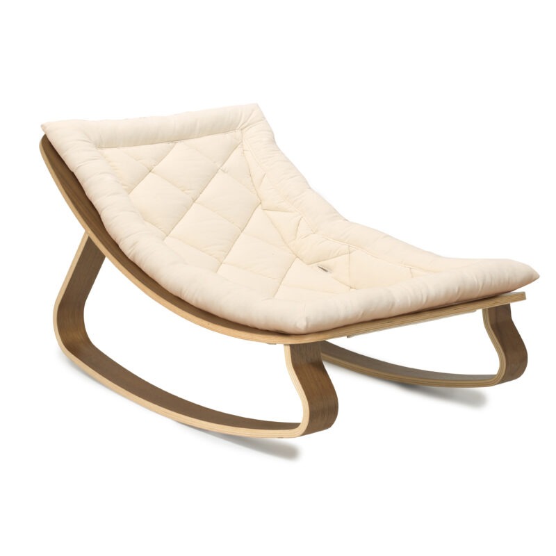 Transat LEVO  Noyer / Coussin Organic White - Charlie Crane -  Liste de Naissance MARGAUX ET STEVEN