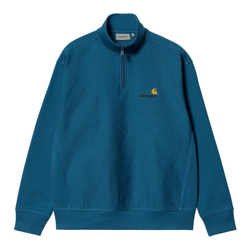 CARHARTT WIP - CARHARTT - Half Zip American Script Sweat, Amalfi
