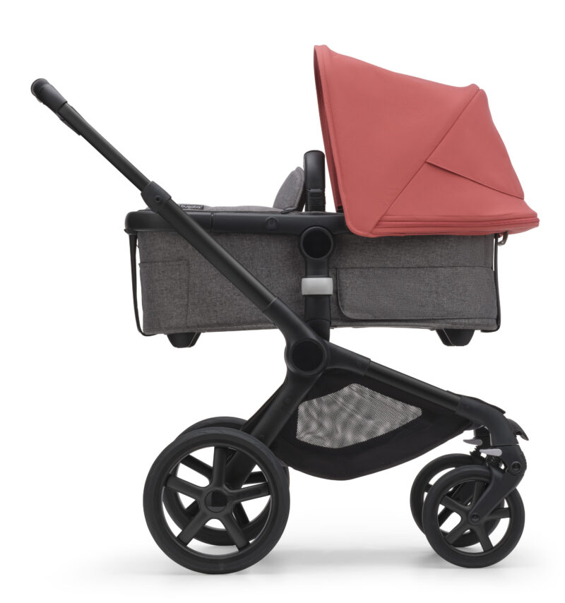 BUGABOO Fox 5 Poussette Naissance et 2è Age - Capote Rouge Aube , Habillages Gris Chiné , Châssis Noir - Image 2