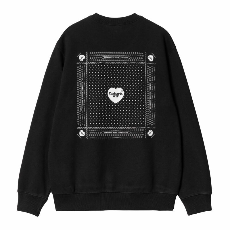 CARHARTT WIP - HEART BANDANA SWEAT BLACK STONE WASHED, Noir - Image 3