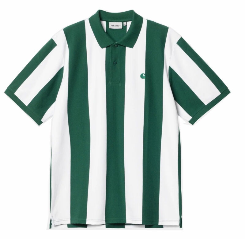 CARHARTT WIP - S/S Hinton Polo Stripe Chervil, Vert