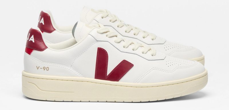 VEJA - V-90 LEATHER WHITE MARSALA