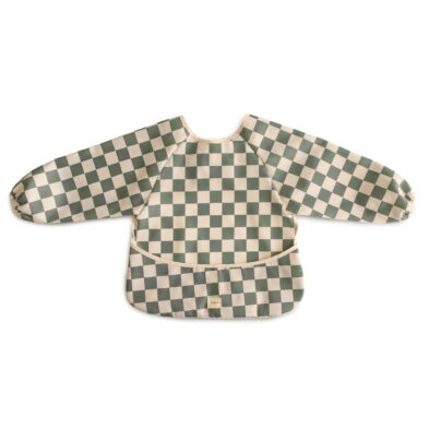 MUSHIE – Bavoir à Manche – Olive Check MUSHIE – Bavoir à Manche – Olive Check