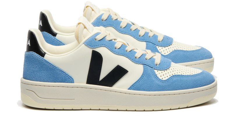 VEJA - V-10 Leather PURE BLACK AQUA