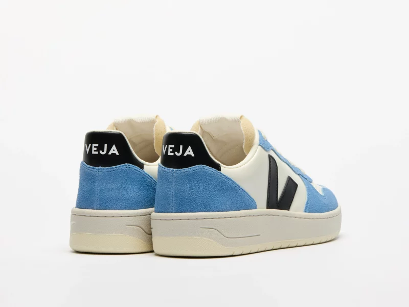 VEJA - V-10 Leather PURE BLACK AQUA - Image 3
