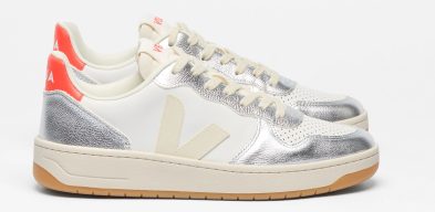 VEJA – V-10 LEATHER WHITE PIERRE SILVER