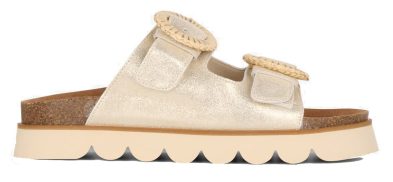 NO NAME – SANDY SLAP W – GLITTER SUEDE LIGHT GOLD