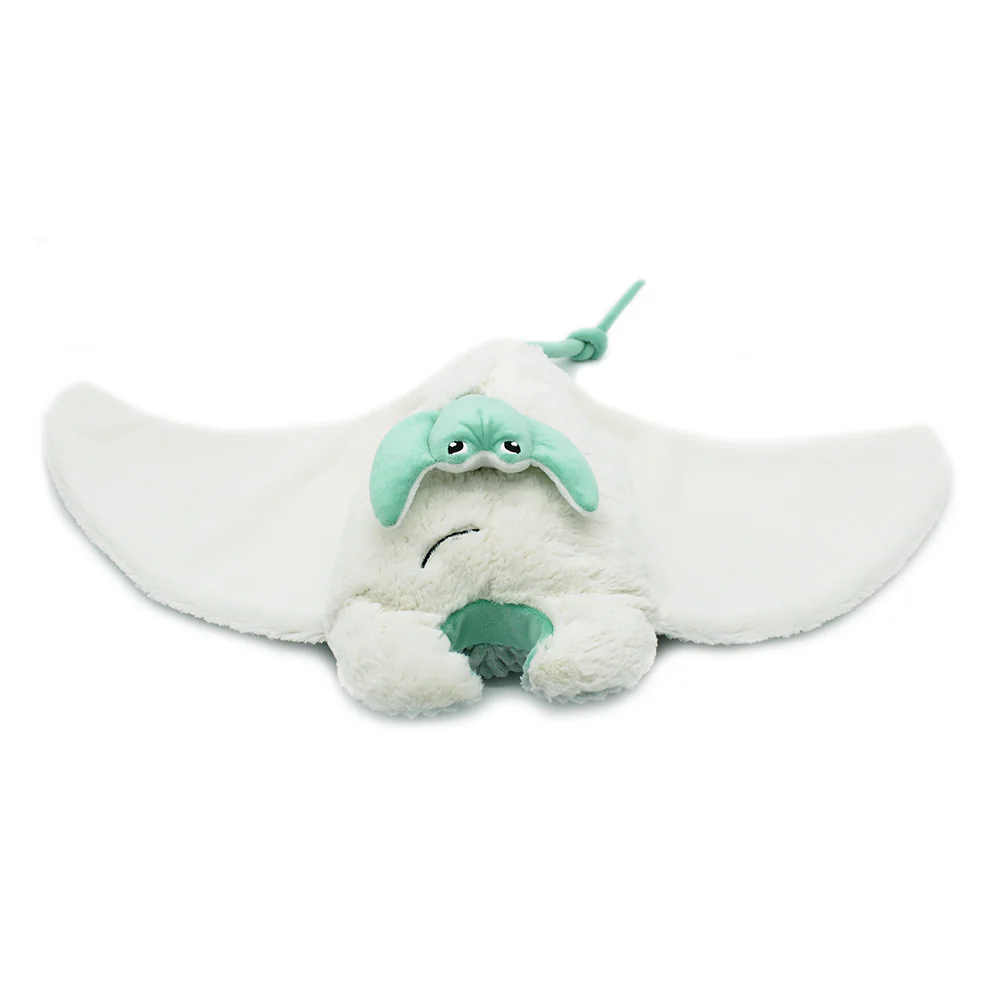 LES DÉGLINGOS PTIPOTOS - Peluche Mantalou La Raie Manta - Maman et son Bébé - Couleur Menthe - Les Ptipotos – Image 3