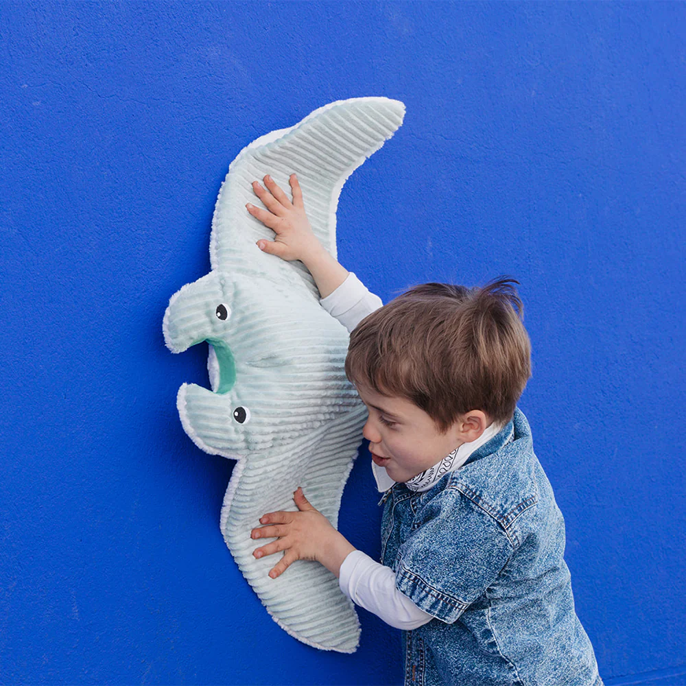 LES DÉGLINGOS PTIPOTOS - Peluche Mantalou La Raie Manta - Maman et son Bébé - Couleur Menthe - Les Ptipotos – Image 4