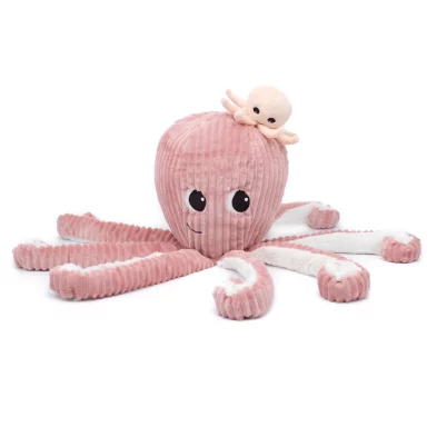 LES DÉGLINGOS PTIPOTOS – Peluche Filou La Pieuvre Maman et son Bébé – Rose – Les Ptipotos