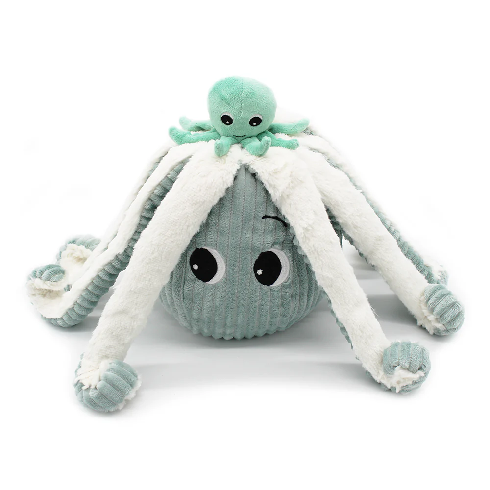 LES DÉGLINGOS PTIPOTOS - Peluche Filou La Pieuvre Maman et son Bébé - Menthe - Les Ptipotos – Image 2
