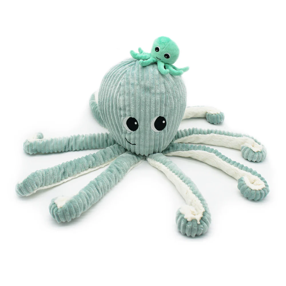 LES DÉGLINGOS PTIPOTOS - Peluche Filou La Pieuvre Maman et son Bébé - Menthe - Les Ptipotos