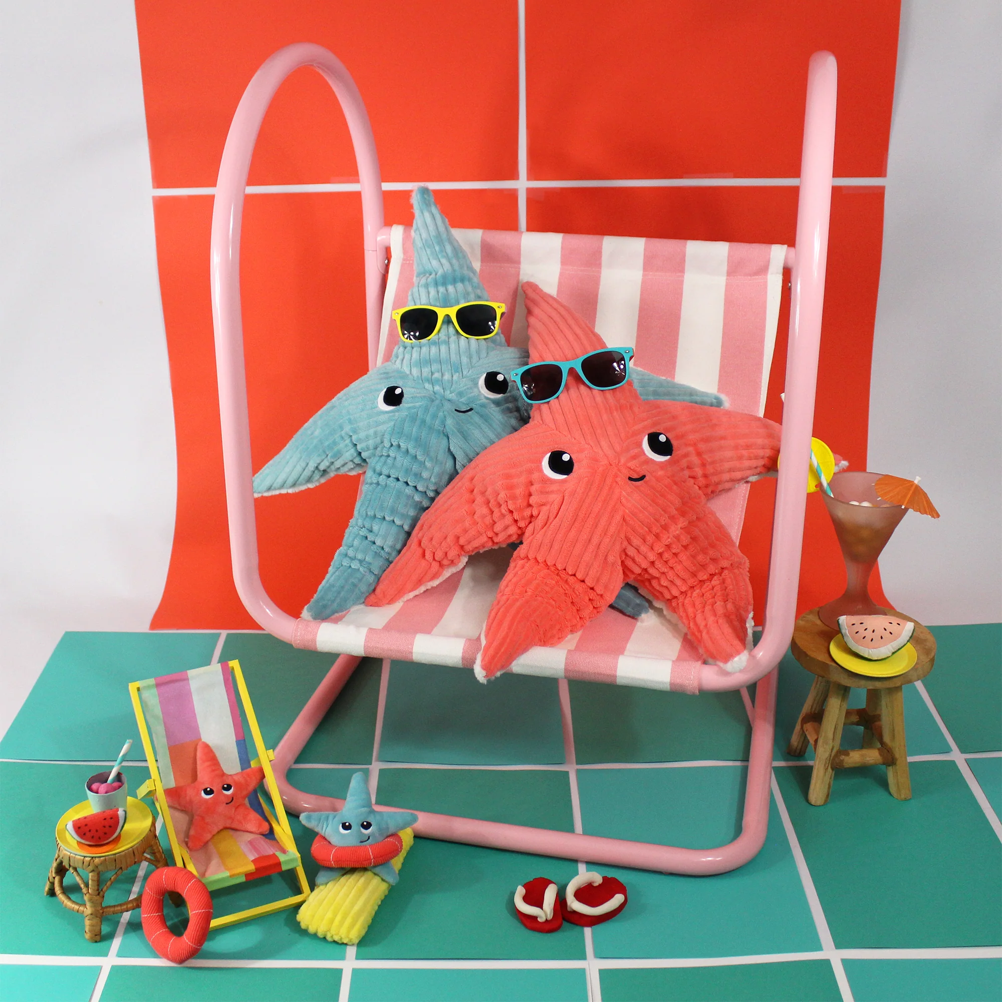 LES DÉGLINGOS PTIPOTOS - Peluche Etoile de Mer Wahou Maman et son Bébé - Corail - Les Ptipotos – Image 4