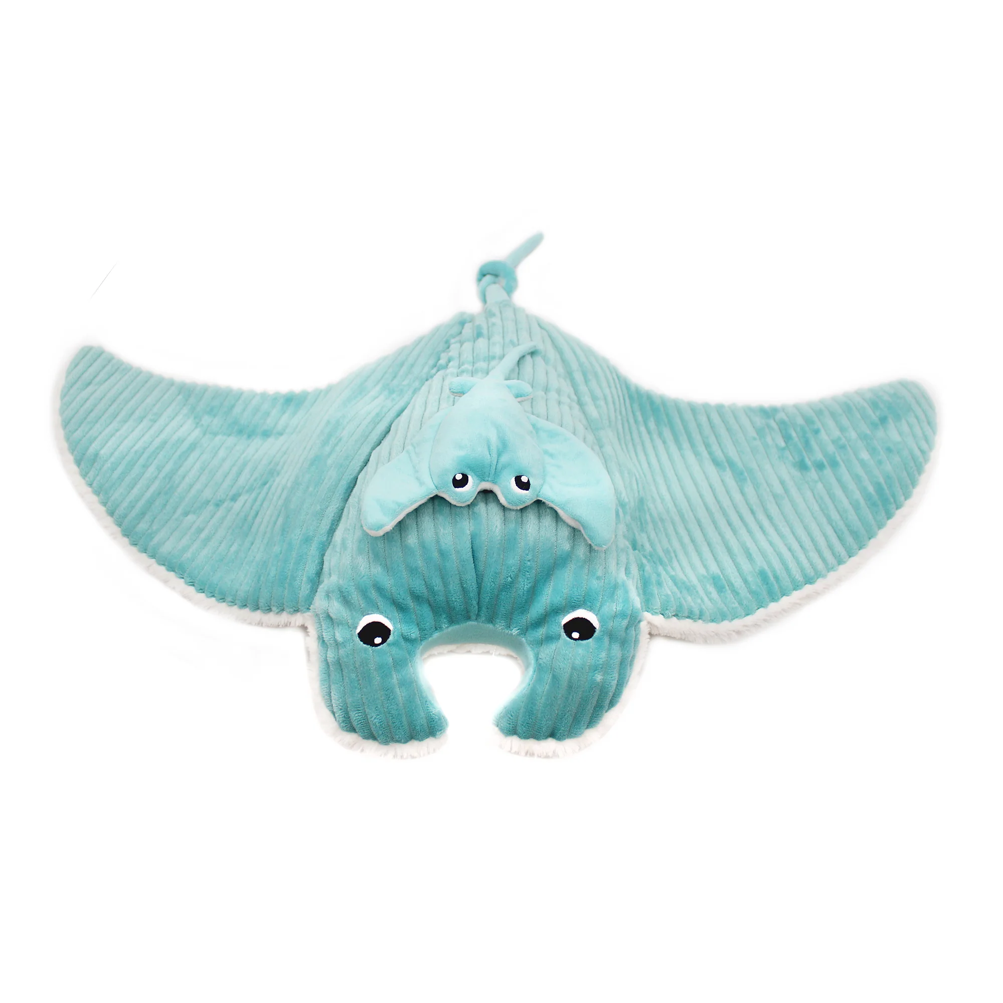 LES DÉGLINGOS PTIPOTOS - Peluche Mantalou La Raie Manta - Maman et son Bébé - Couleur Bleu Aqua - Les Ptipotos – Image 2