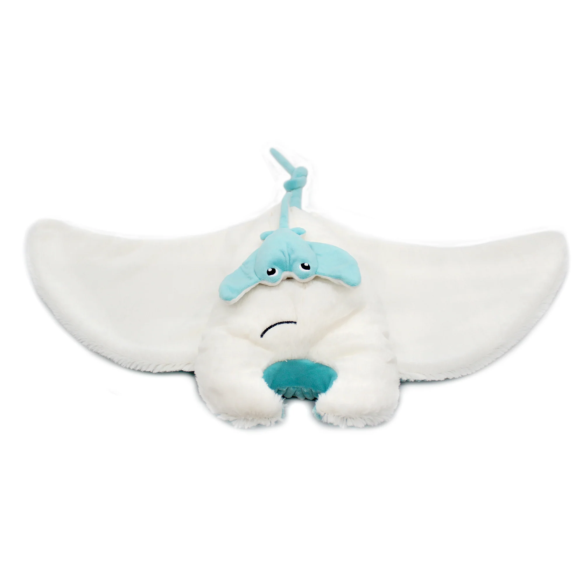 LES DÉGLINGOS PTIPOTOS - Peluche Mantalou La Raie Manta - Maman et son Bébé - Couleur Bleu Aqua - Les Ptipotos – Image 3