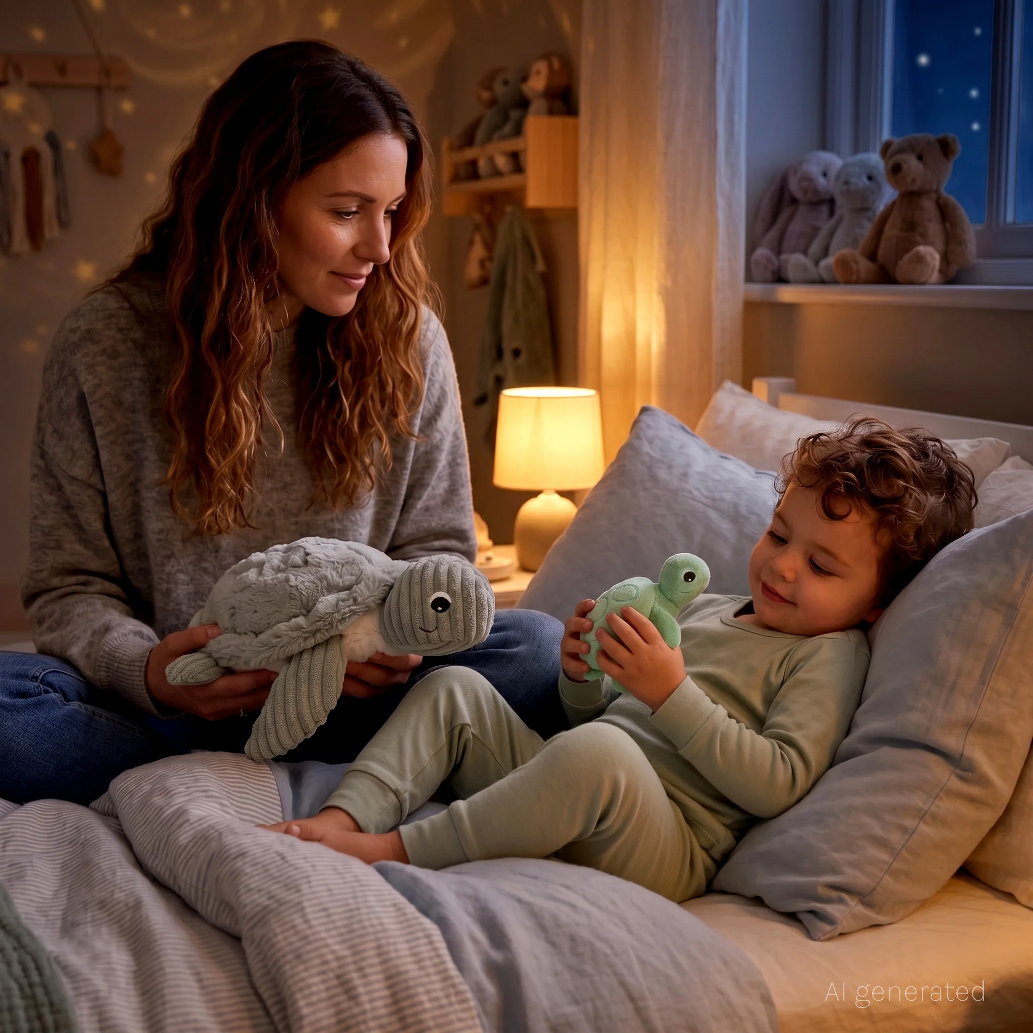 LES DÉGLINGOS PTIPOTOS - Peluche Tortue Sauvenou Maman et son Bébe - Aqua - Les Ptipotos – Image 6