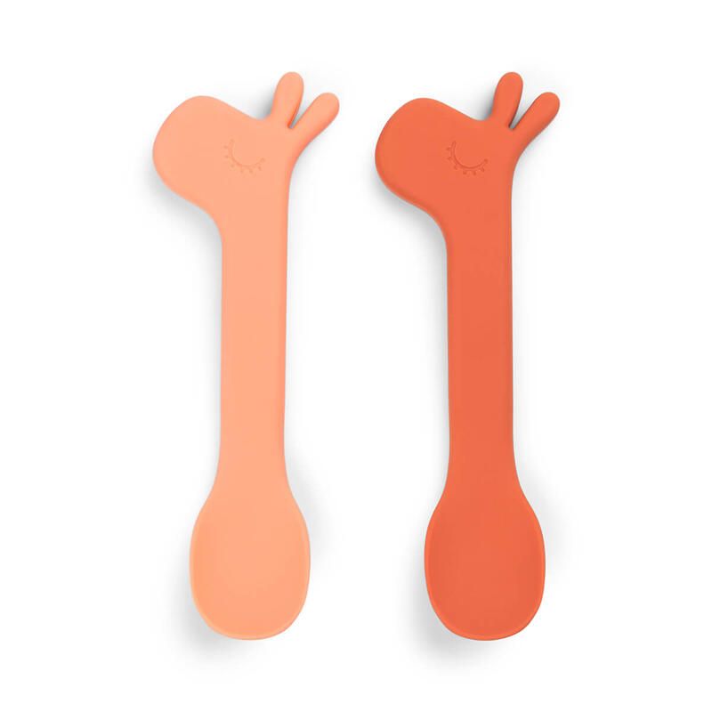 Lot de 2 Cuillères Silicone Lalee Papaye Done By Deer - Liste de Naissance - Jeanne et Ali