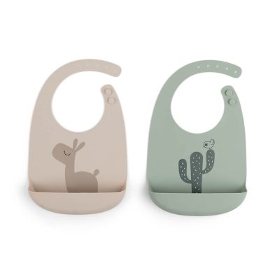 DONE BY DEER – lot de 2 Bavoirs Silicone – Lalee – Sable / Vert DONE BY DEER – lot de 2 Bavoirs Silicone – Lalee – Sable / Vert