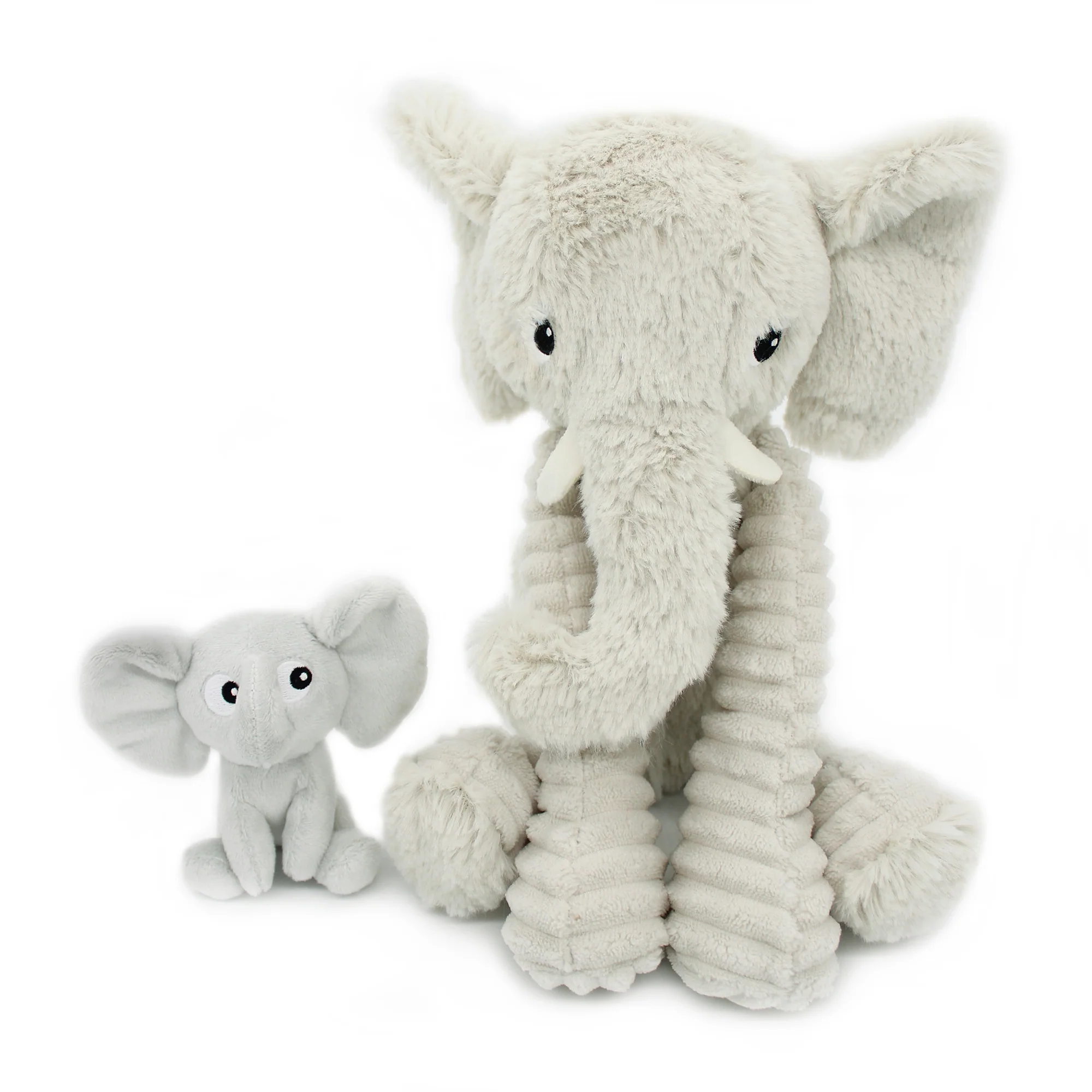 LES DÉGLINGOS PTIPOTOS - Peluche Eléphant Dimoitou Et Son Bébé - Gris Clair