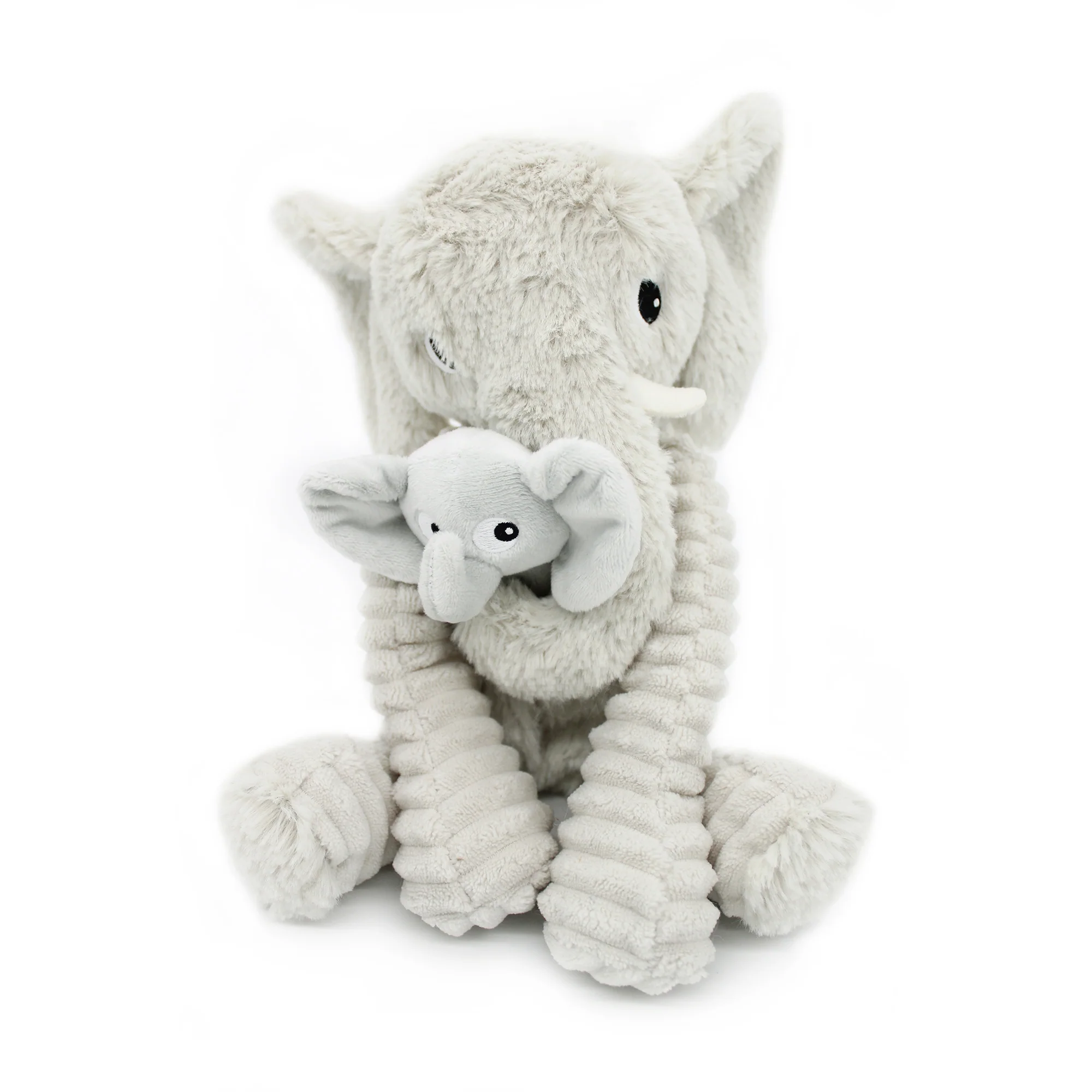 LES DÉGLINGOS PTIPOTOS - Peluche Eléphant Dimoitou Et Son Bébé - Gris Clair – Image 4