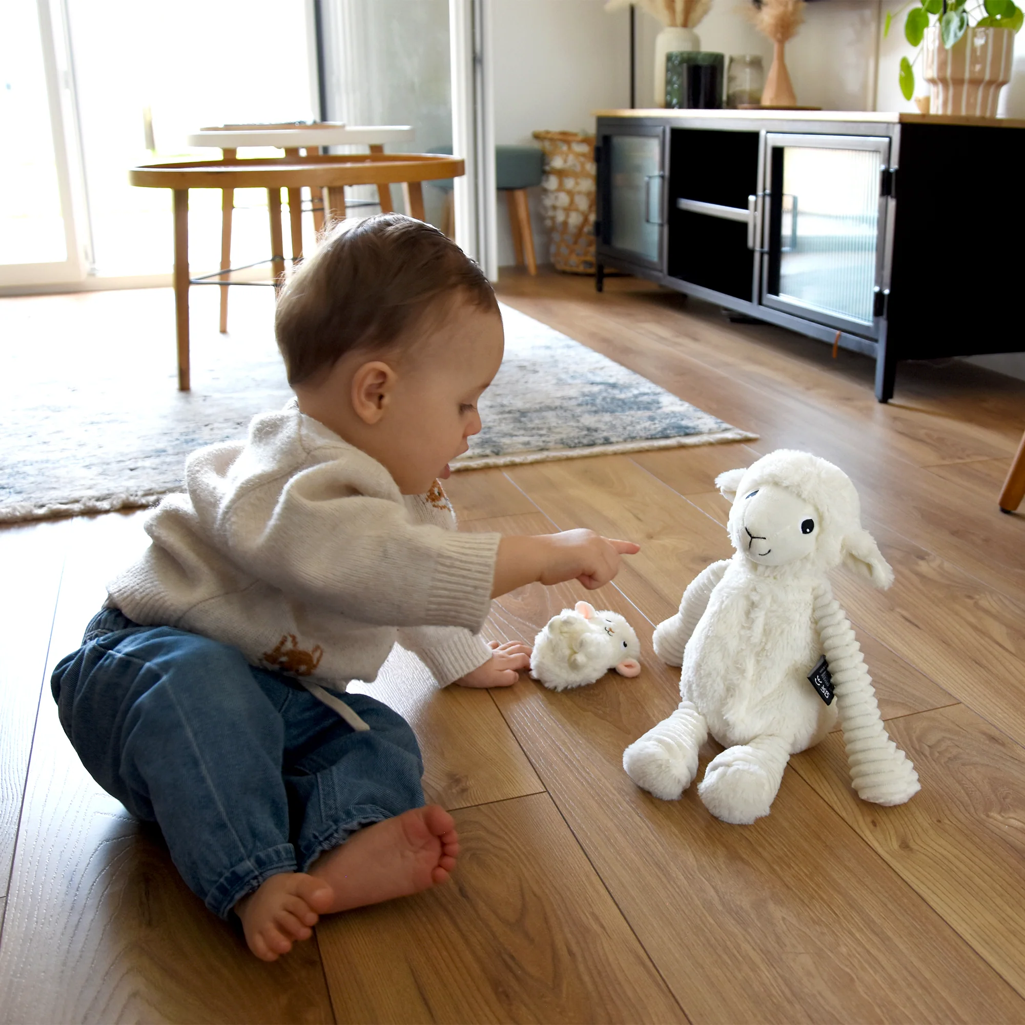 LES DÉGLINGOS PTIPOTOS - Peluche Olou Le Mouton et Son Bébé - Blanc – Image 2
