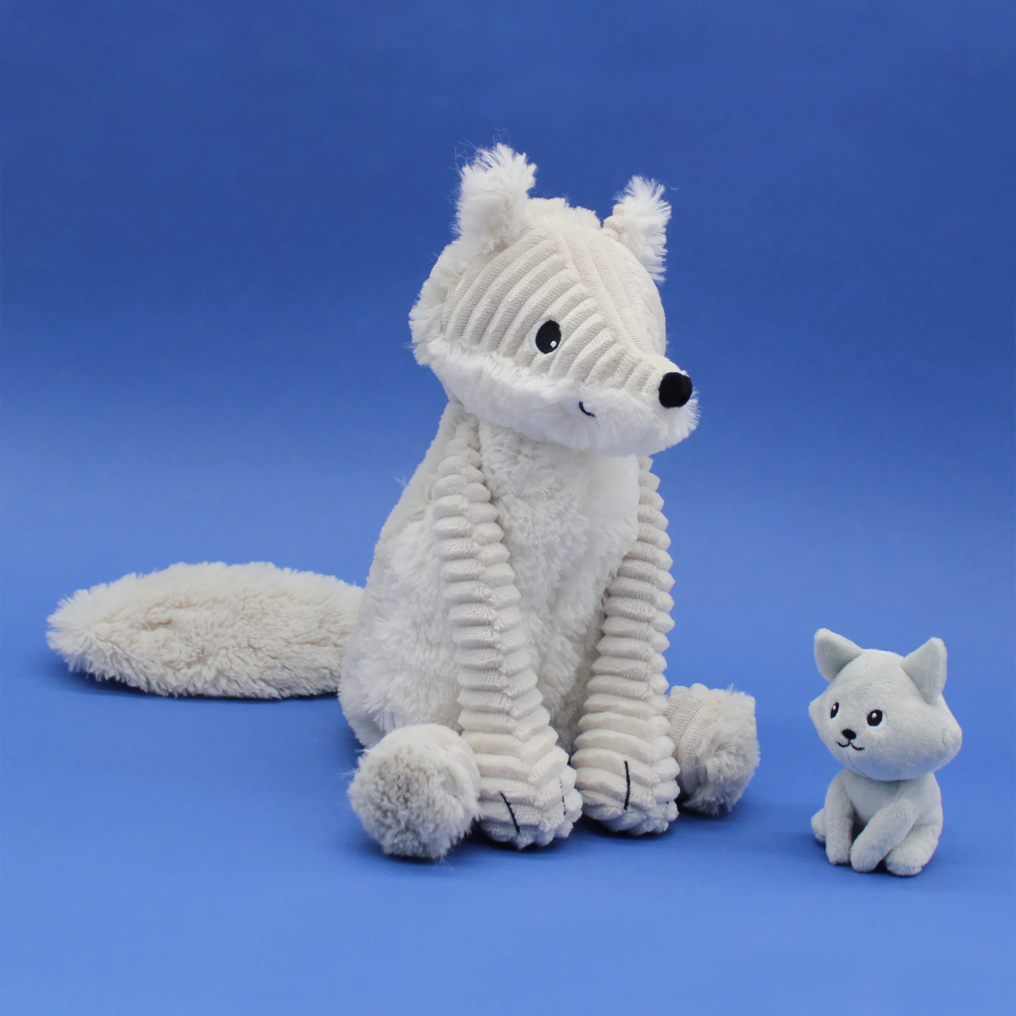 LES DÉGLINGOS PTIPOTOS - Peluche Renard Arctique Frimou et Son Bébé - Gris Clair – Image 5