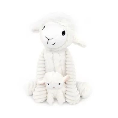 LES DÉGLINGOS PTIPOTOS – Peluche Olou Le Mouton et Son Bébé – Blanc