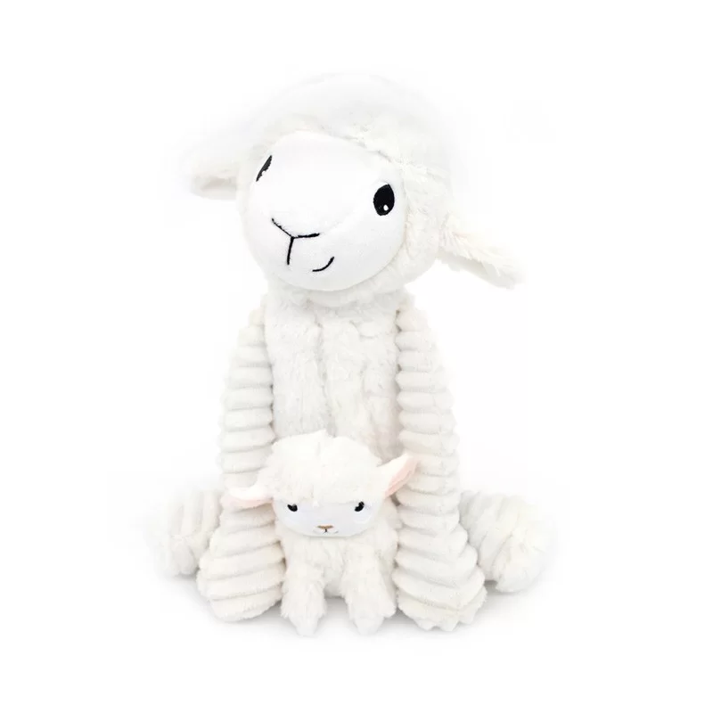 LES DÉGLINGOS PTIPOTOS - Peluche Olou Le Mouton et Son Bébé - Blanc